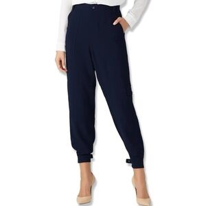 Trina Turk Barrier Islands Cargo Pants Size 12 Navy Blue High Rise Tapered Ankle